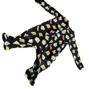 Kids Black Breakfast Print One Piece